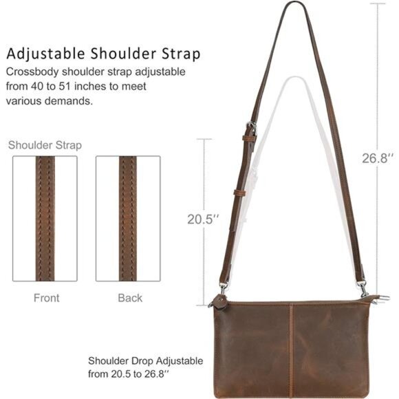 Leather wristlet clutch wallet small crossbody bag with rfid blocking card slots - Picture 6 of 7